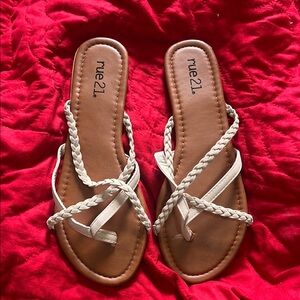Rue21 White and Brown Strappy Sandals